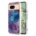 Coque Google Pixel 8a en TPU Marble Pattern Galvanisé IMD - Violete