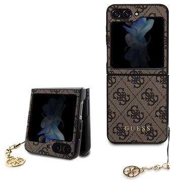 Coque Hybride Samsung Galaxy Z Flip5 Guess 4G Charms Collection - Marron