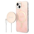 Coque iPhone 14 avec Chargeur Sans Fil - Guess 4G Edition Bundle Pack - Rose