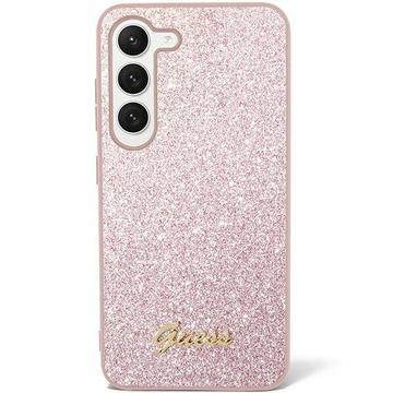 Coque Hybride Samsung Galaxy S24 Guess Glitter Flakes Metal Logo - Rose