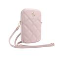 Sacoche pour téléphone portable Guess 4G matelassée avec logo en métal et bandoulière réglable - Rose