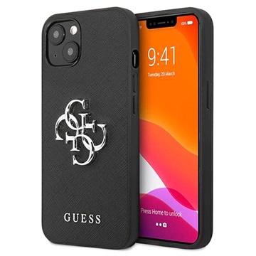 Coque Hybride iPhone 13 Mini Guess Saffiano 4G Metal Logo