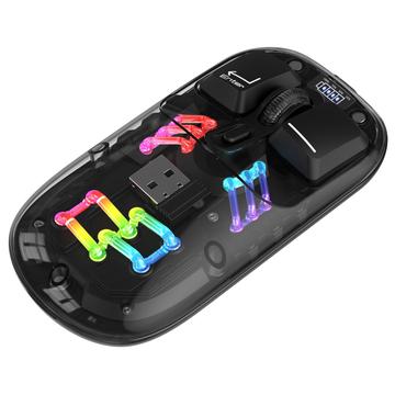 HXSJ T200 Souris sans fil Bluetooth bi-mode avec éclairage RVB