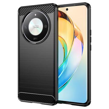 Coque Honor Magic6 Lite en TPU Brossé - Fibre de Carbone - Noire