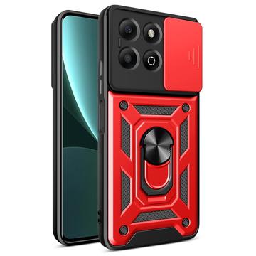 Coque Hybride Honor X6b à Anneau Rotatif avec Protection pour Appareil Photo - Rouge