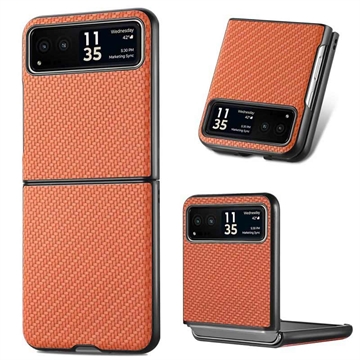 Coque Hybride pour Motorola Razr 40 - Fibre de Carbone - Marron