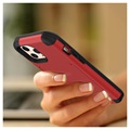 Coque Hybride iPhone 12 Pro Max avec Miroir et Porte-Cartes - Rouge