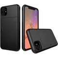 Coque Hybride iPhone 11 avec Fente pour Carte Coulissante - Noire