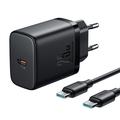 JOYROOM JR-TCF11 Chargeur mural rapide 25W avec câble USB-C vers USB-C 60W 1m, prise EU