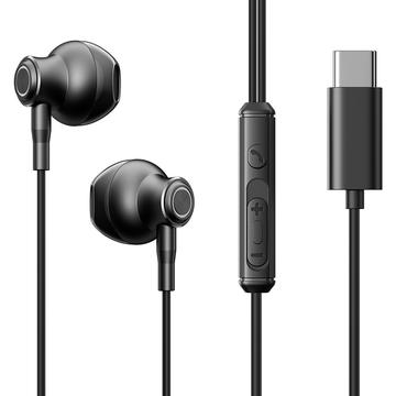 Écouteurs intra-auriculaires USB-C en métal avec microphone Joyroom EC07 - Noir