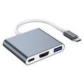 Lippa Hub USB-C 3-en-1 87W - PD, 4K - Gris