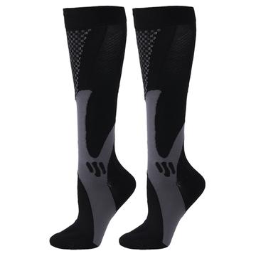 Chaussettes de compression longues pour le sport, le voyage - S/M - Noir