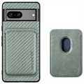 Coque Magnétique Google Pixel 7 avec Porte-Cartes - Fibre de Carbone