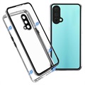 Coque Magnétique OnePlus Nord CE 5G avec Dos en Verre Trempé - Argenté