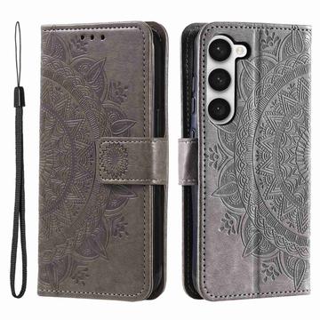 Étui Portefeuille Samsung Galaxy S23 5G Mandala Série - Gris