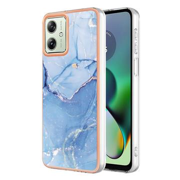 Coque Motorola Moto G54 en TPU Marble Pattern Galvanisé IMD - Bleue