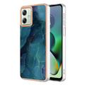 Coque Motorola Moto G54 en TPU Marble Pattern Galvanisé IMD - Verte