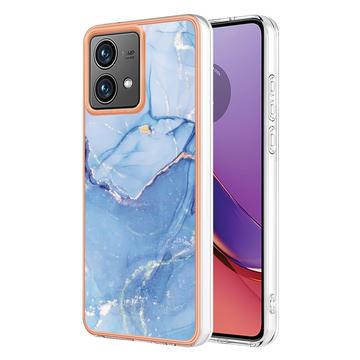 Coque Motorola Moto G84 en TPU Marble Pattern Galvanisé IMD - Bleue