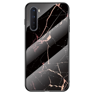 Coque OnePlus Nord en Verre Trempé Série Marble - Noir / Doré