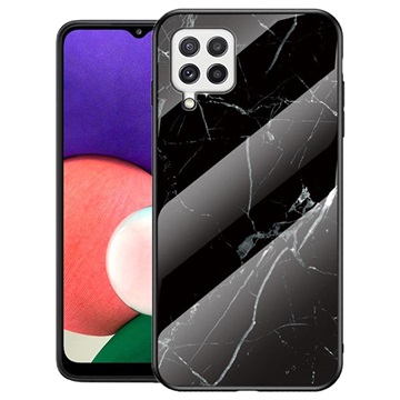 Coque Samsung Galaxy A22 4G en Verre Trempé Série Marble - Noire