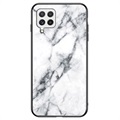 Coque Samsung Galaxy A22 4G en Verre Trempé Série Marble - Blanche