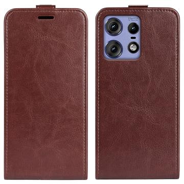 Étui à Rabat Vertical Motorola Edge 50 Pro avec Porte-Cartes - Marron