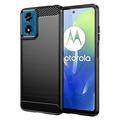 Coque Motorola Moto G04/G24 en TPU Brossé - Fibre de Carbone - Noire