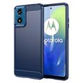 Coque Motorola Moto G04/G24 en TPU Brossé - Fibre de Carbone - Bleue