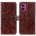 Etui portefeuille Motorola Moto G55 avec fermeture magnétique - Marron