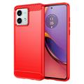 Coque Motorola Moto G84 en TPU Brossé - Fibre de Carbone - Rouge