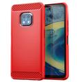 Coque Nokia XR20 en TPU Brossé - Fibre de Carbone - Rouge