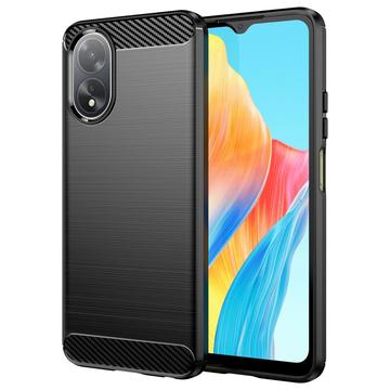 Coque Oppo A18/A38 en TPU Brossé - Fibre de Carbone - Noire