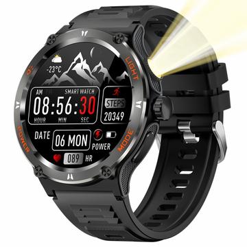 Montre intelligente étanche pour l\'extérieur KT76 avec boussole, lampe de poche - 1.53"