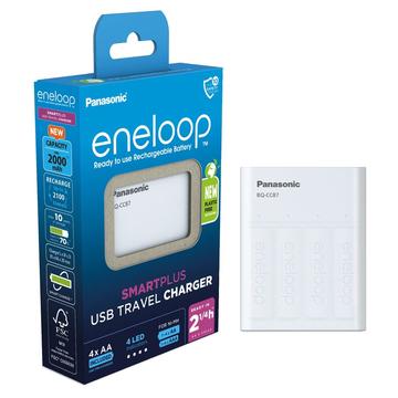 Panasonic Eneloop BQ-CC87 SmartPlus USB Battery Charger w. 4x AA Rechargeable Batteries 2000mAh