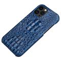 Coque iPhone 14 Pro Revêtue de Cuir Luxury Crocodile - Saphire