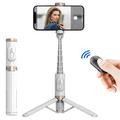 Q12 Bâton de selfie et trépied extensible avec télécommande Bluetooth - Blanc