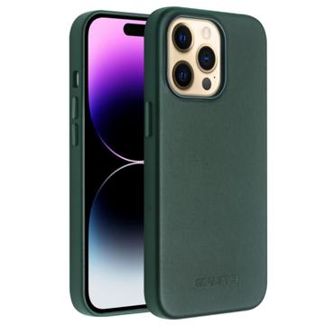 Coque iPhone 14 Pro en Cuir Qialino Premium Mag - Verte