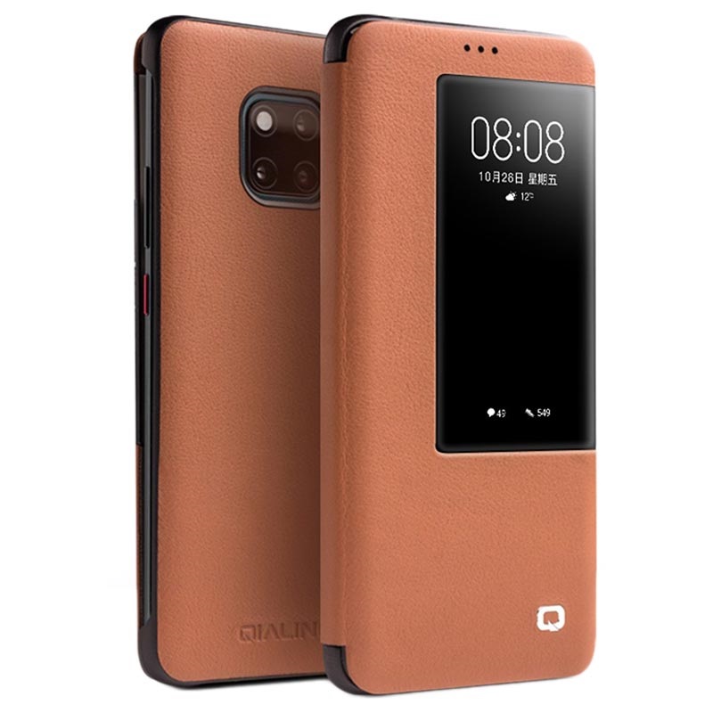 Etui en Cuir Huawei Mate 20 Pro Qialino Smart View - Marron