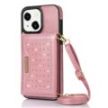 Coque iPhone 14 Plus avec Portefeuille Rhinestone Decor