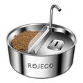 Rojeco Fontaine à eau et mangeoire 2-en-1 en acier inoxydable - 3.2l