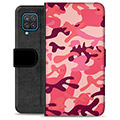 Étui Portefeuille Premium Samsung Galaxy A12 - Camouflage Rose