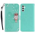 Etui Samsung Galaxy A15 Owl Rhinestone - Cyan