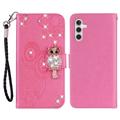 Etui Samsung Galaxy A15 Owl Rhinestone - Rose Vif