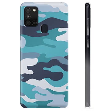 Coque Samsung Galaxy A21s en TPU - Camouflage Bleu