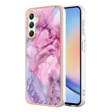 Coque Samsung Galaxy A25 en TPU Marble Pattern Galvanisé IMD - Bleu / Rose