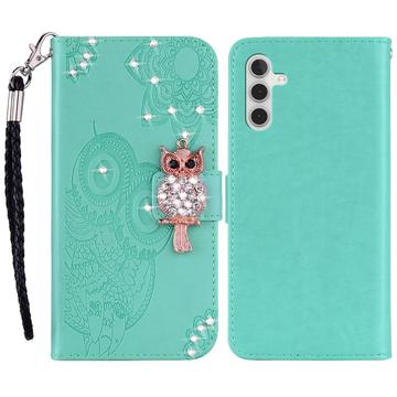 Etui Samsung Galaxy A35 Owl Rhinestone - Cyan