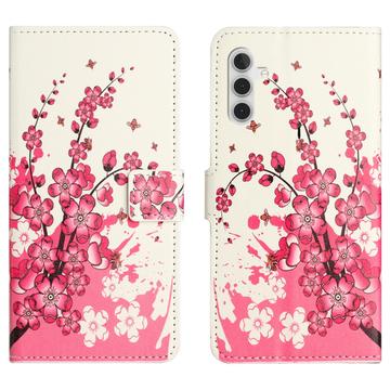 Étui Portefeuille Samsung Galaxy A35 - Série Style - Fleurs Rose