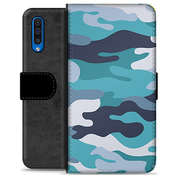 Étui Portefeuille Premium Samsung Galaxy A50 - Camouflage Bleu