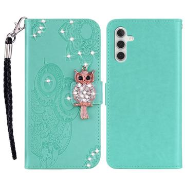 Etui Samsung Galaxy A54 5G Owl Rhinestone - Cyan