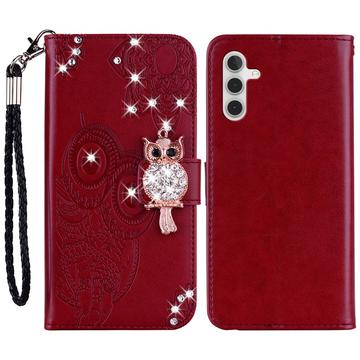 Etui Samsung Galaxy A54 5G Owl Rhinestone - Rouge